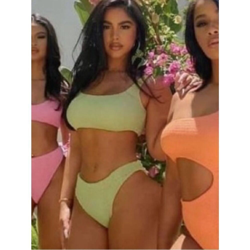 NAKED WARDROBE Bikini NEW Lime Green Size XL